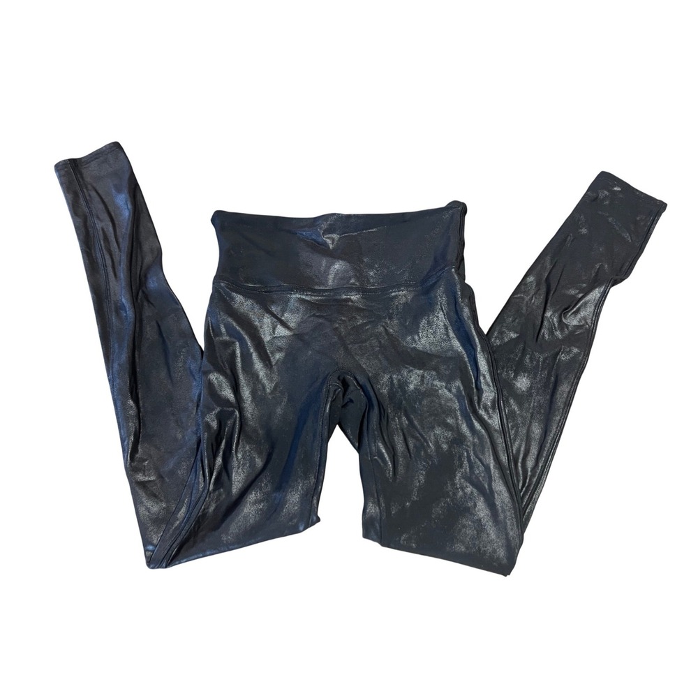 Spanx Faux Leather‎ Leggings Black High Waisted Moto Edgy Chic Compression Biker